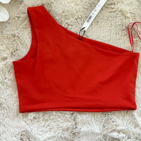 Susana Monaco Essential One Shoulder Crop Top in Sunset Size M - Picture 6 of 7